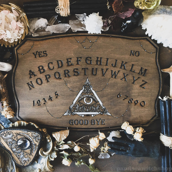 Ouija Board, Witch Board, Talking Board for calling spirits with All Seeing Eye