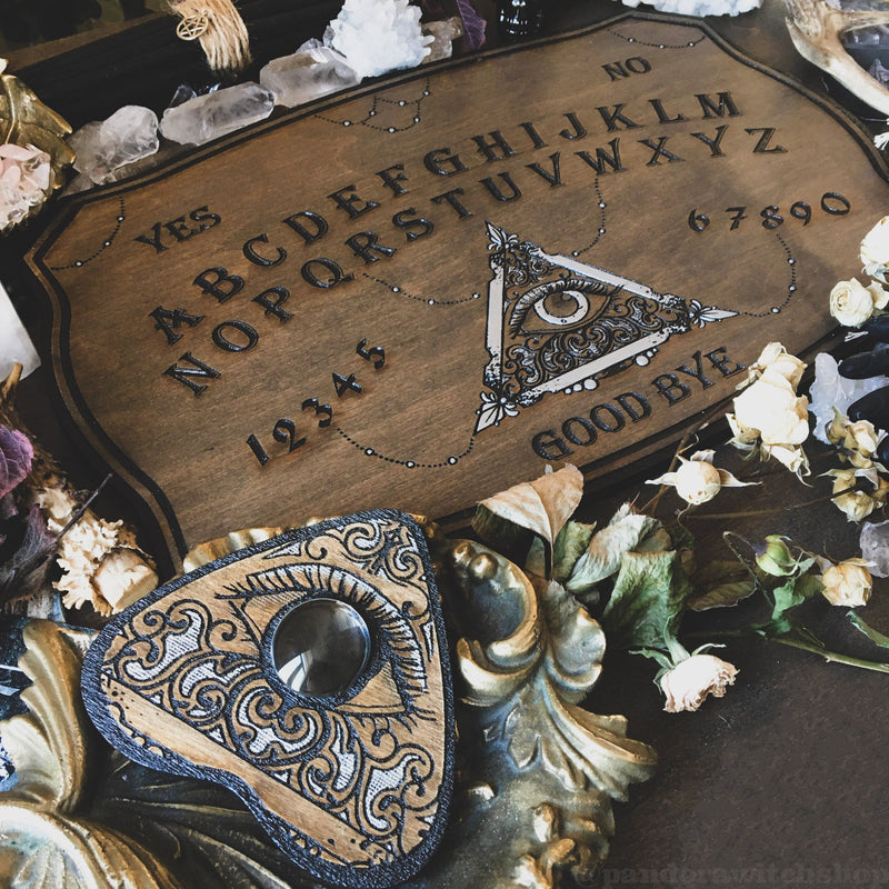 Ouija Board, Witch Board, Talking Board for calling spirits with All Seeing Eye