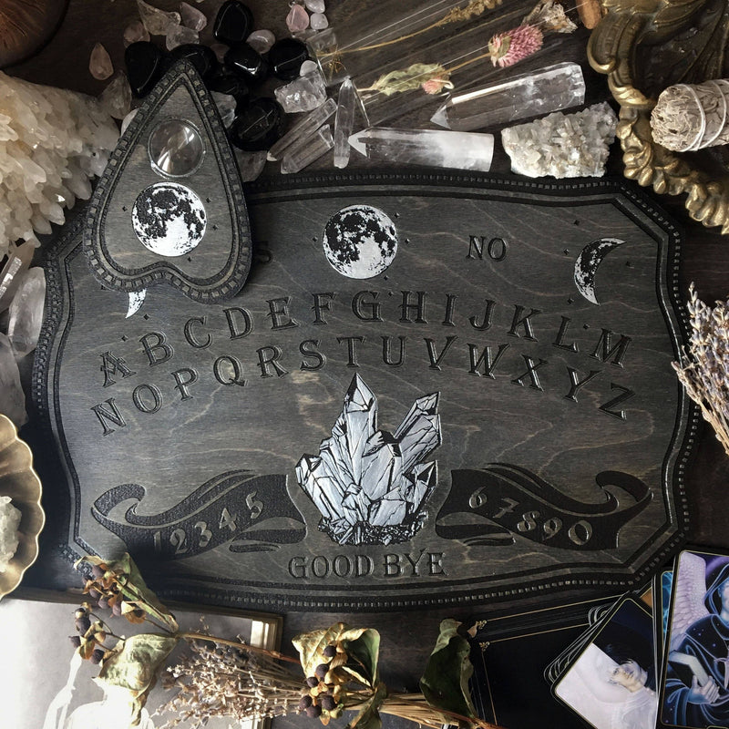 Wooden Ouija Board, Witch Board, Talking Board for calling spirits with Crystals