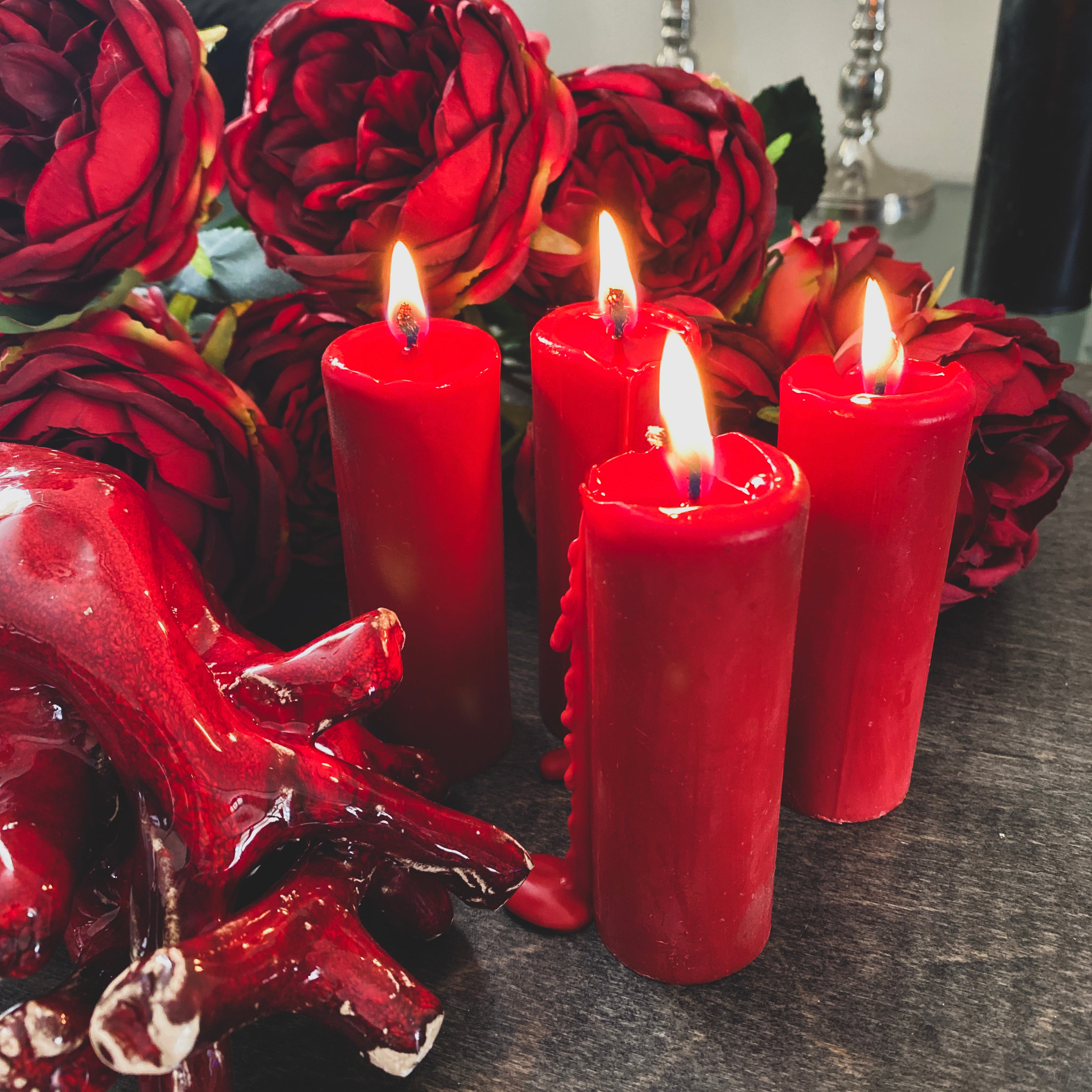 Red cylinder - Beeswax candle