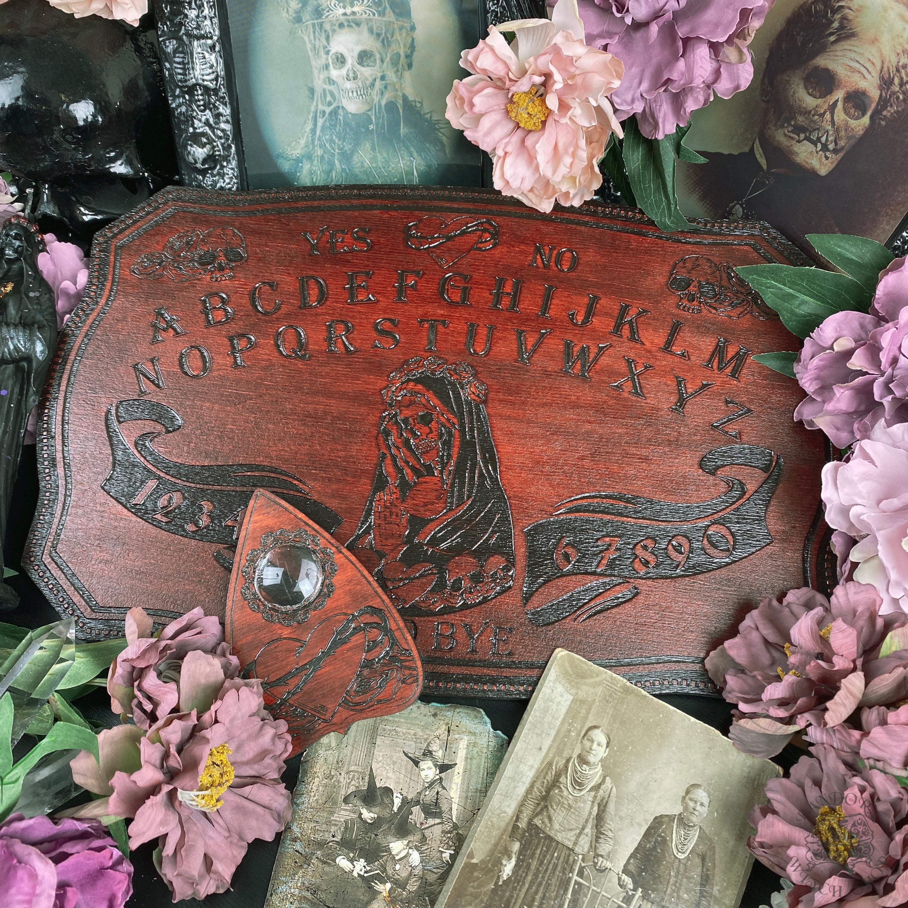 Ouija Board - Santa Muerte - Red wood