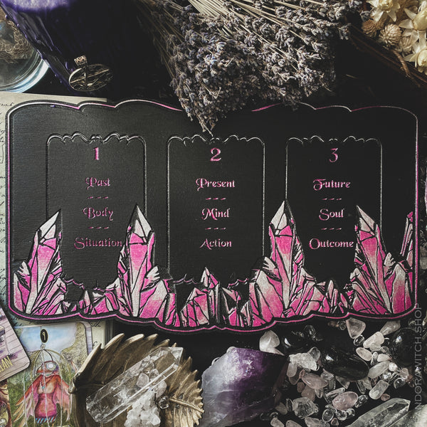 Tarot Board Three Card Spread - Pink Crystals
