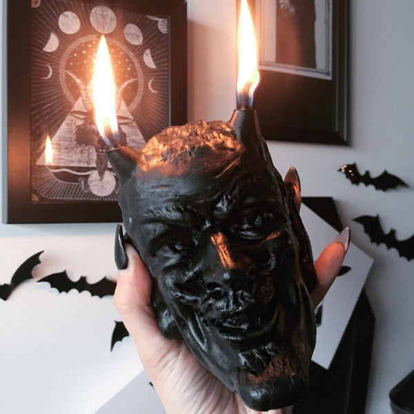 Devil's Head - Black - Beeswax candle