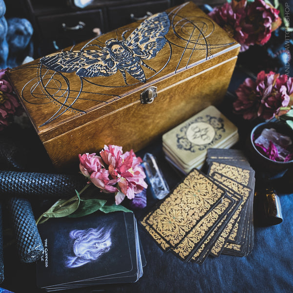 Box for 10 Tarot decks - Golden Death's Head Moth