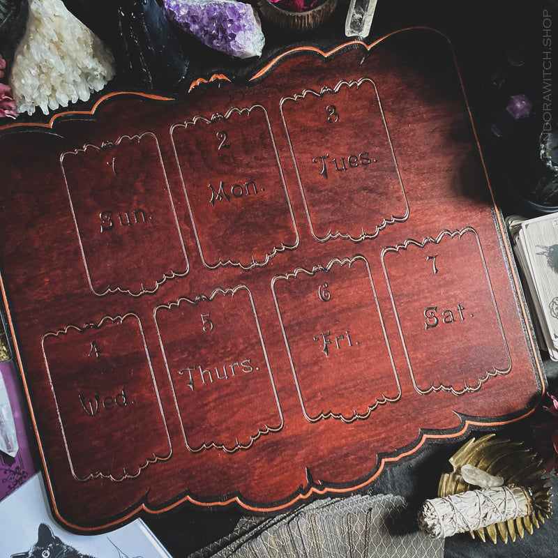 Seven Days Tarot Spread Board - Red wood