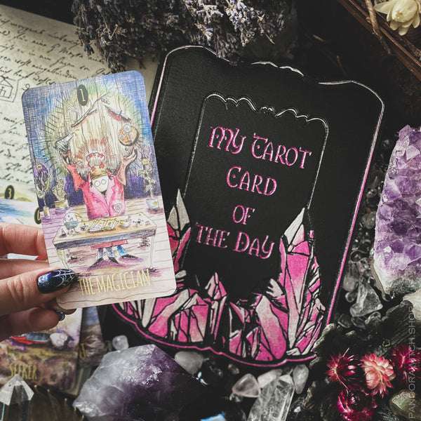 TWO Tarot Boards Set - Card of the Day and Three Card Spread - Pink Crystals