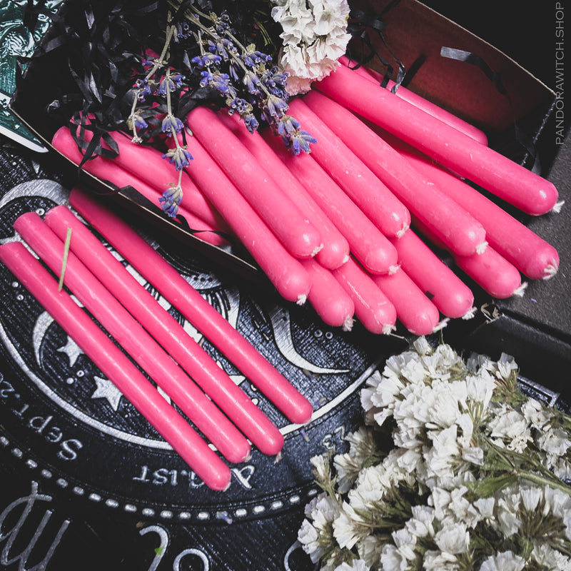 Pink beeswax candles - Set 25