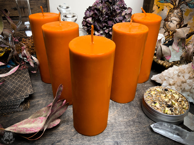 Big Orange cylinder - Beeswax candle