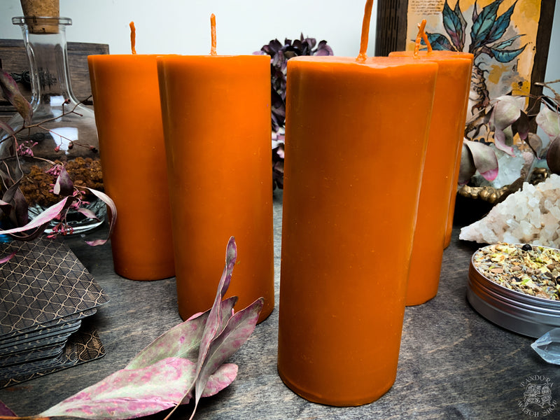 Big Orange cylinder - Beeswax candle