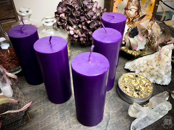 Big Purple cylinder - Beeswax candle