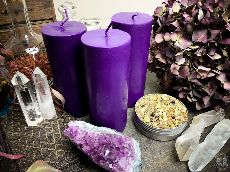 Big Purple cylinder - Beeswax candle