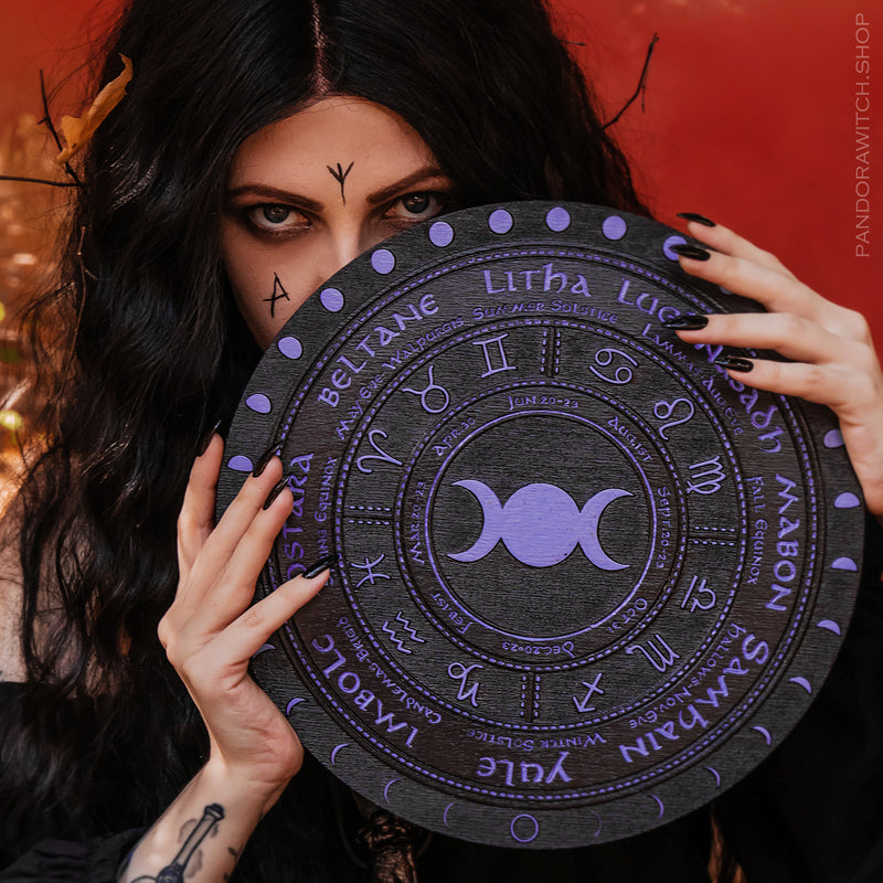 Wheel of the Year - Triple Moon Circle - Black\Purple