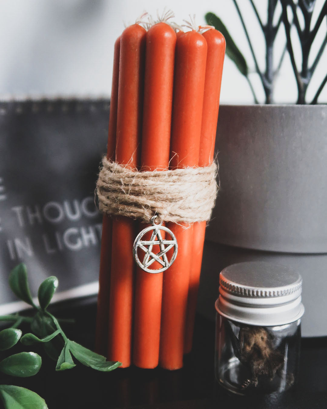 Orange beeswax candles