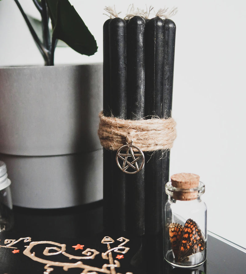 Black beeswax candles