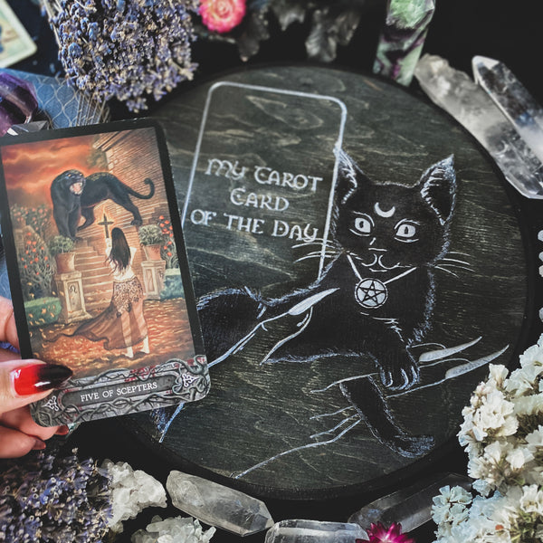 Tarot Board Card of the Day - Witchy Kitten - Gray