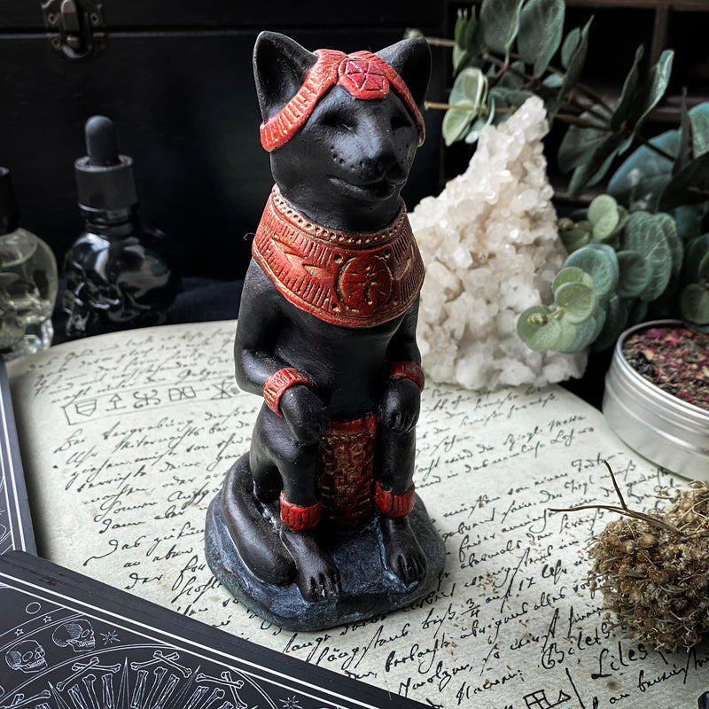 Totem Figure - Black Cat - Red