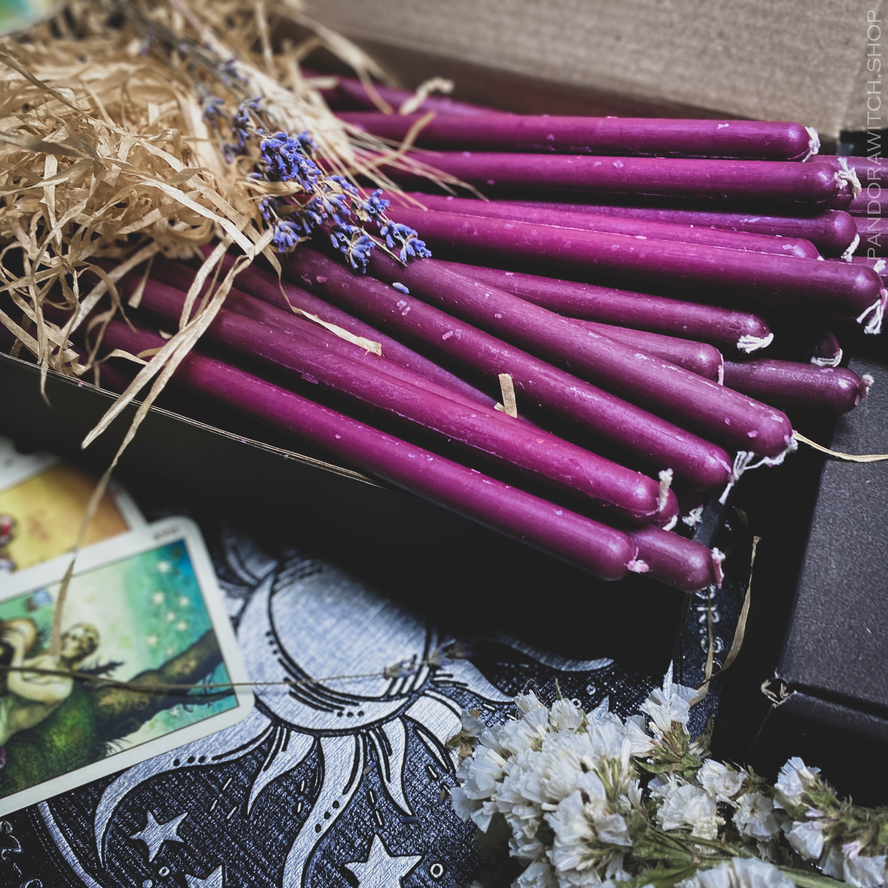 Purple beeswax candles - Big - SET 40