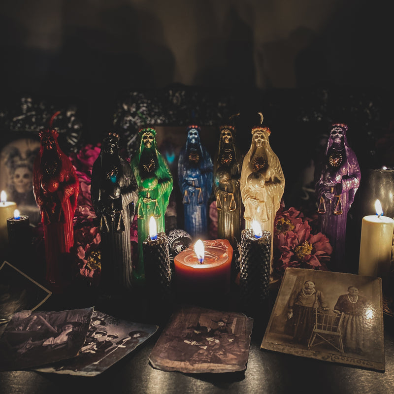 Brown Santa Muerte - beeswax candle