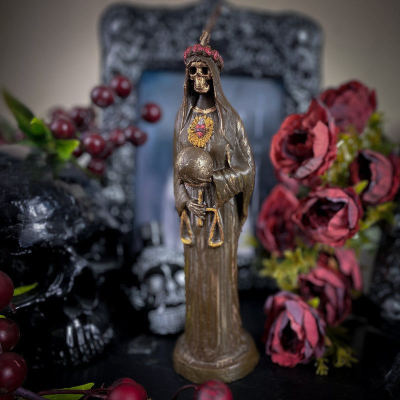 Brown Santa Muerte - beeswax candle