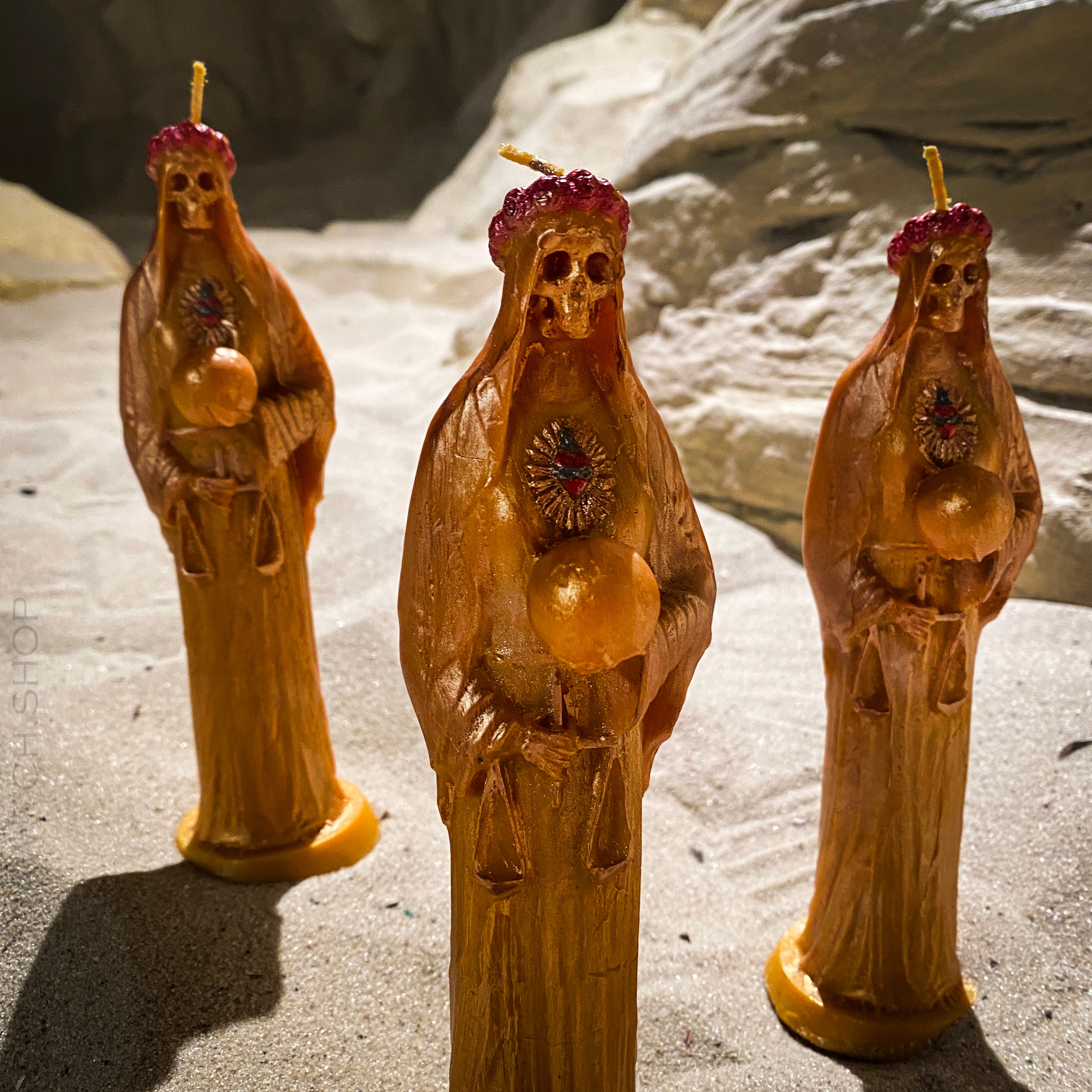 Golden Santa Muerte - beeswax candle