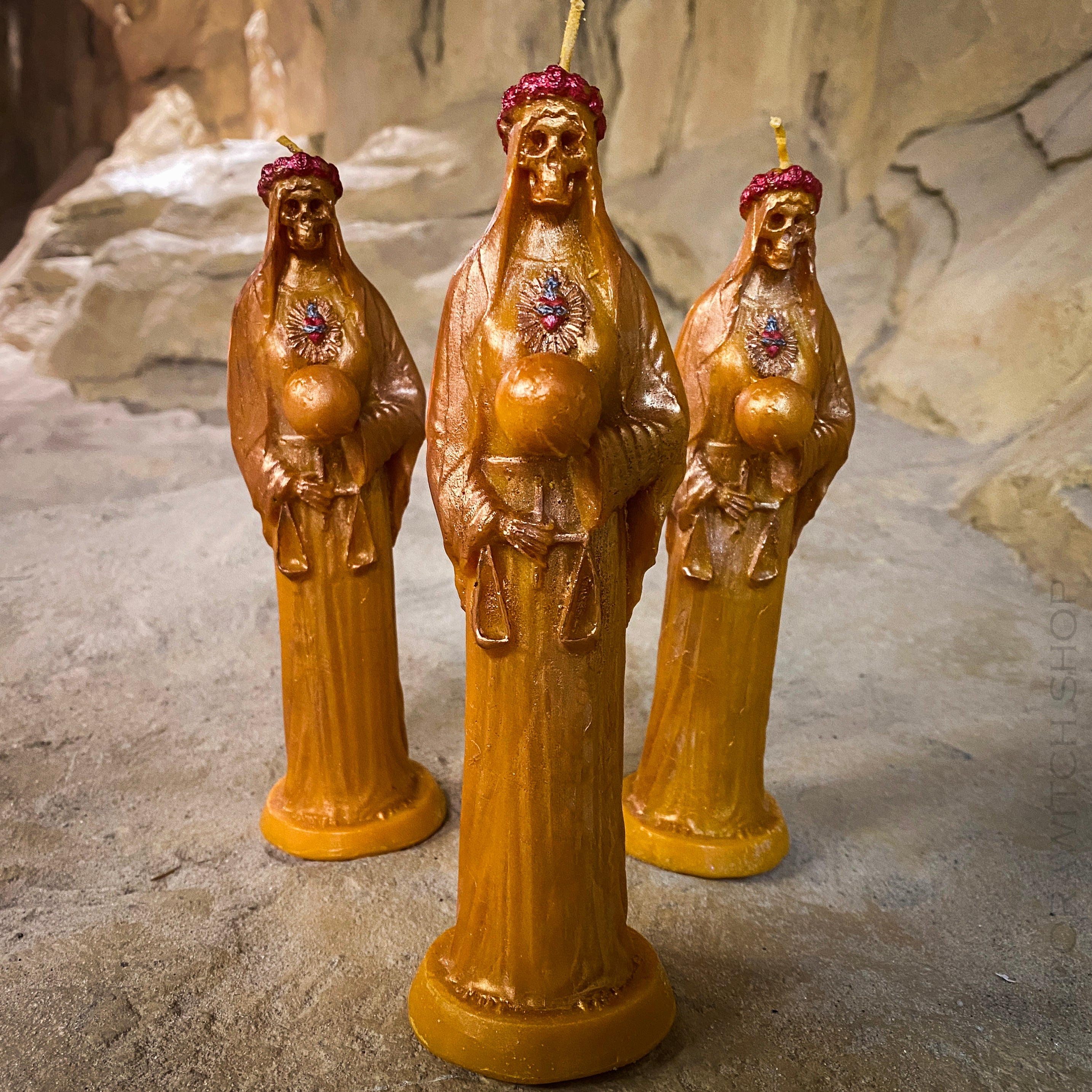 Golden Santa Muerte - beeswax candle