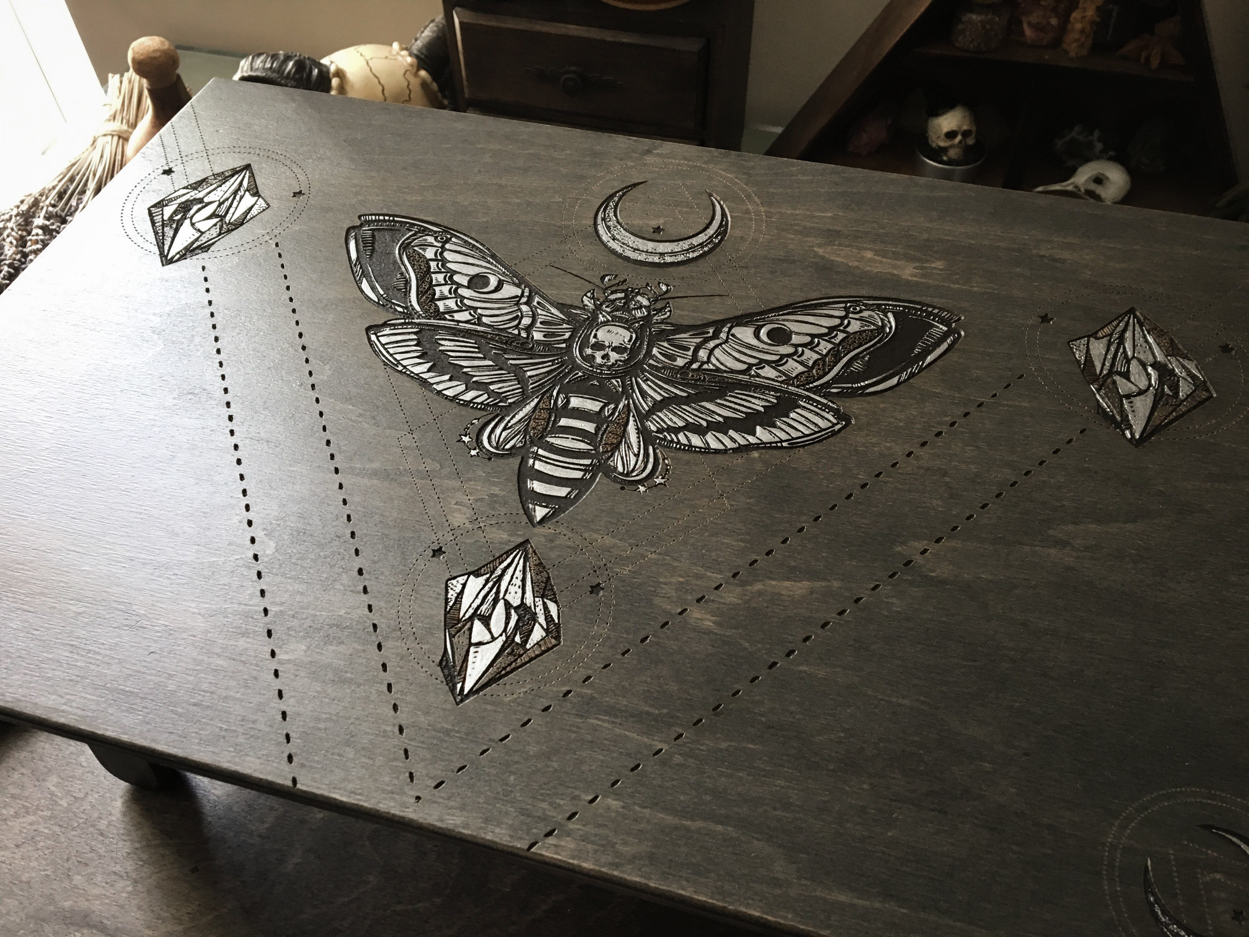 Altar Table "Silver Death's Head Moth"