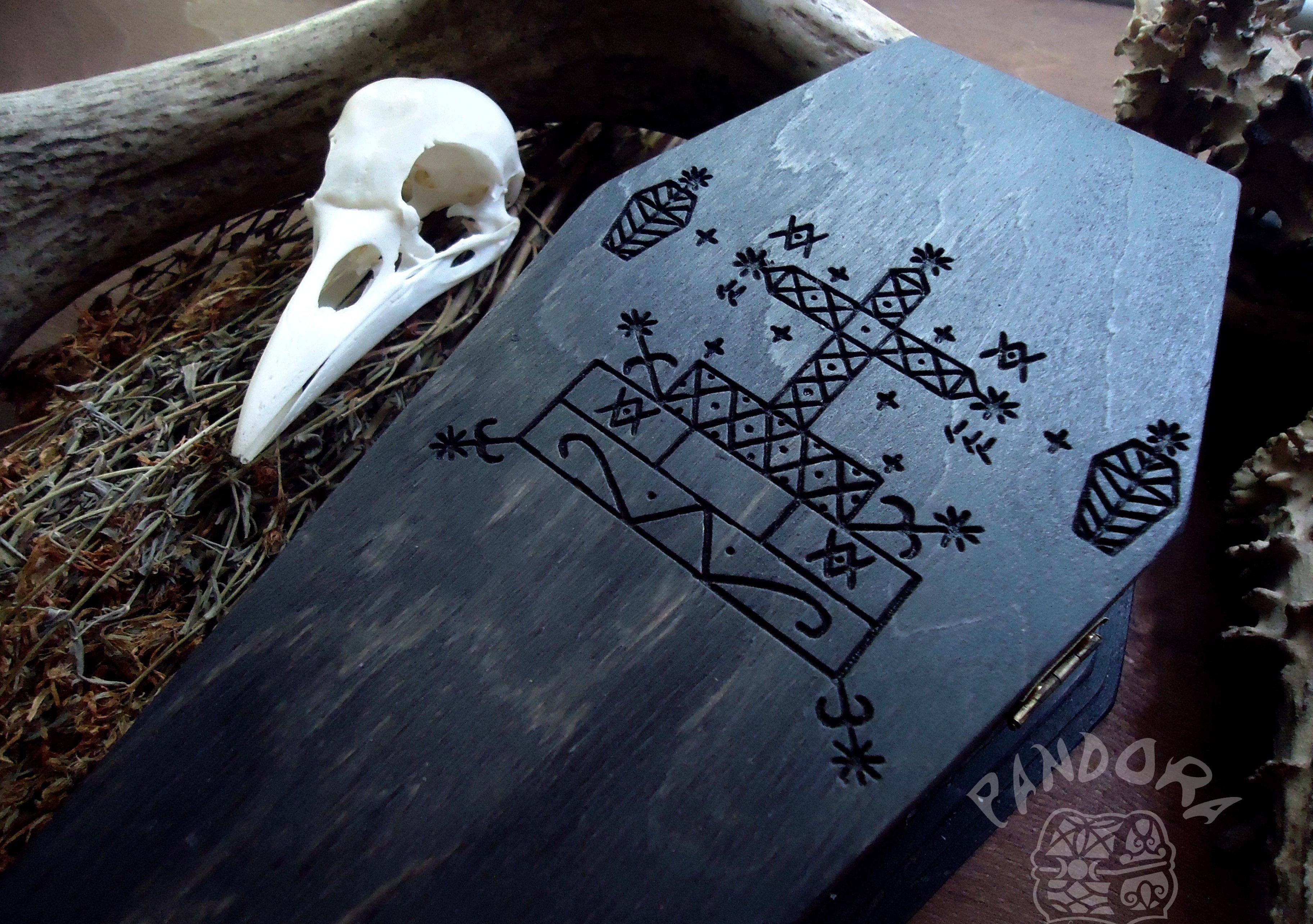 Woodburned Coffin Box, Painted 2024 Skull Gift Box, Witchy Gift, Altar Object