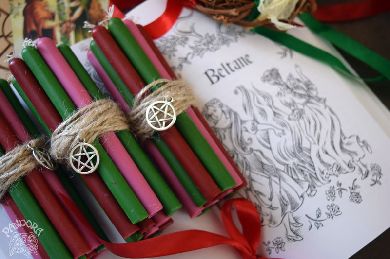 Candle - Beltane - Wheel Of The Year - Set Of Beeswax Candles