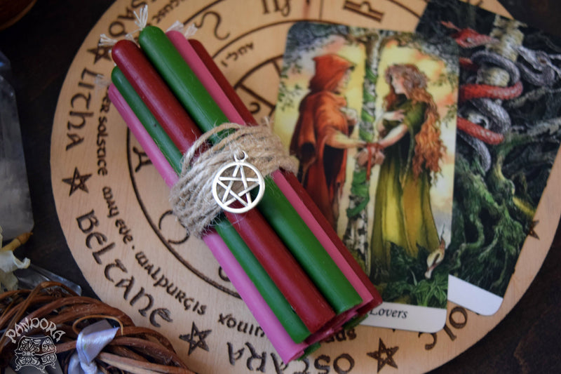 Candle - Beltane - Wheel Of The Year - Set Of Beeswax Candles