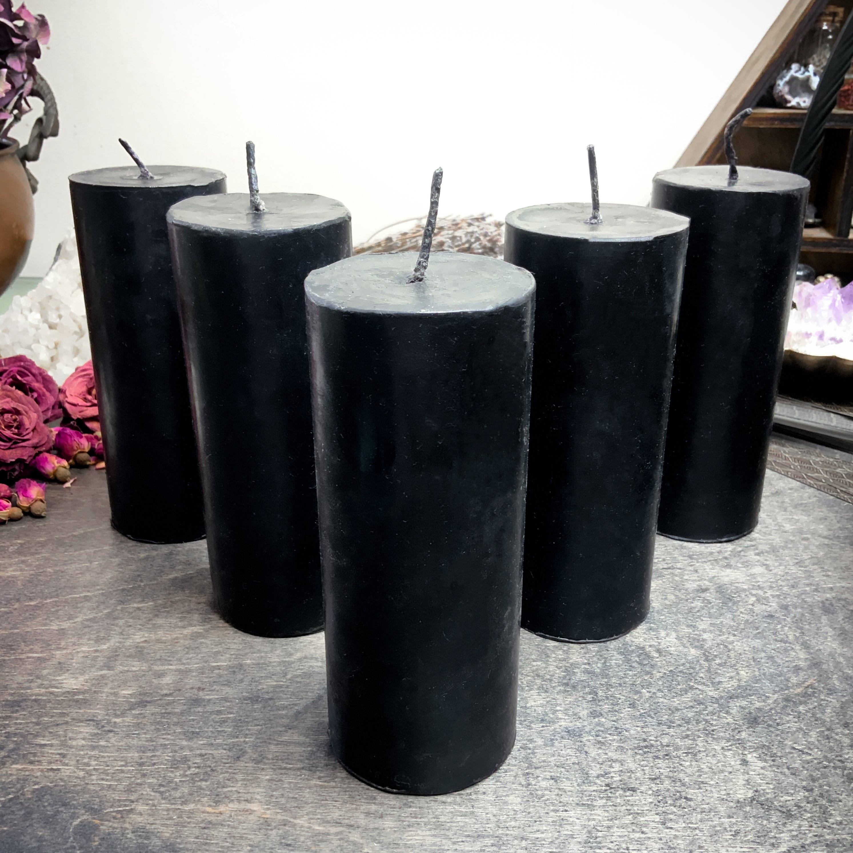 Candle - Big Black Cylinder - Beeswax Candle