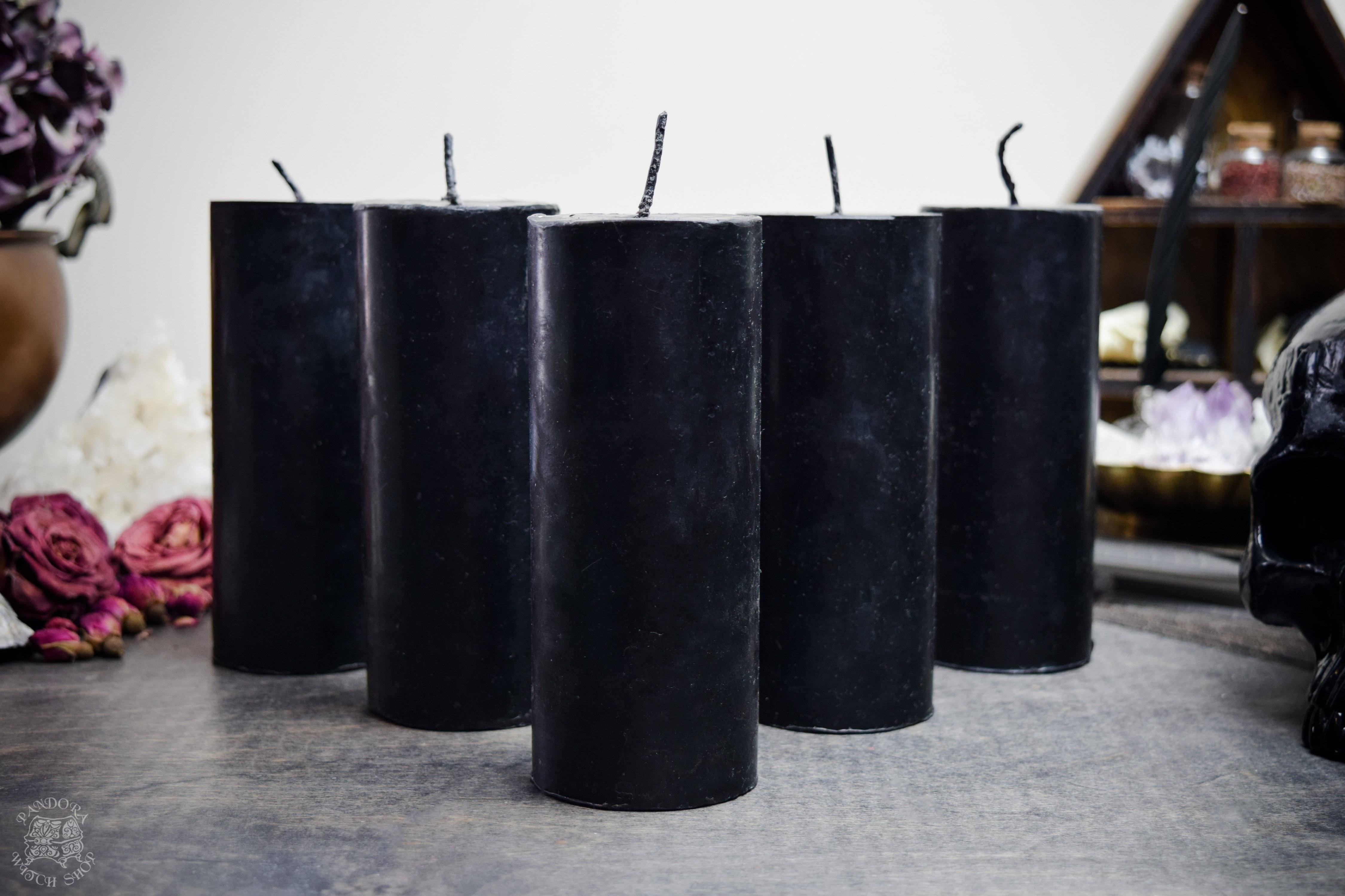 Candle - Big Black Cylinder - Beeswax Candle