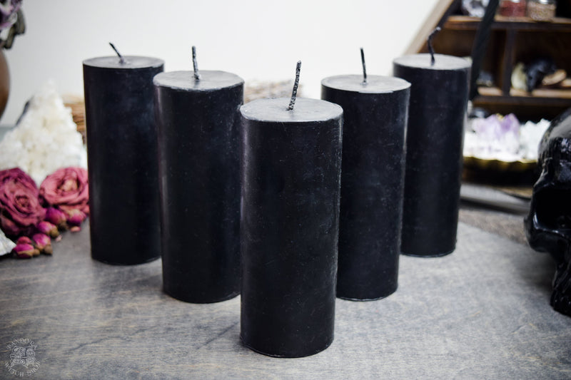Candle - Big Black Cylinder - Beeswax Candle