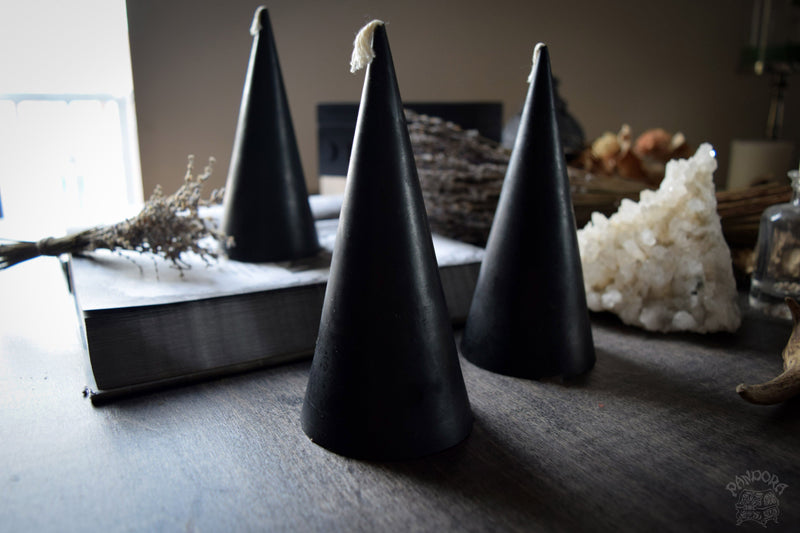Candle - Black Cone - Beeswax Candle