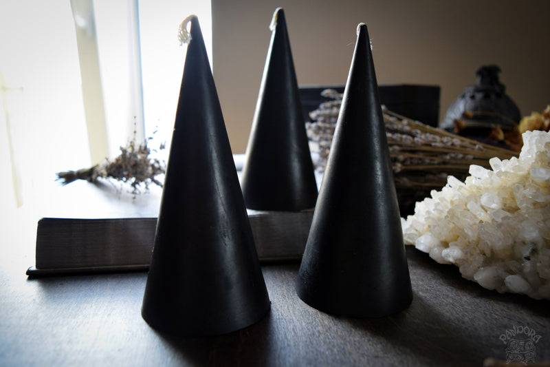 Candle - Black Cone - Beeswax Candle
