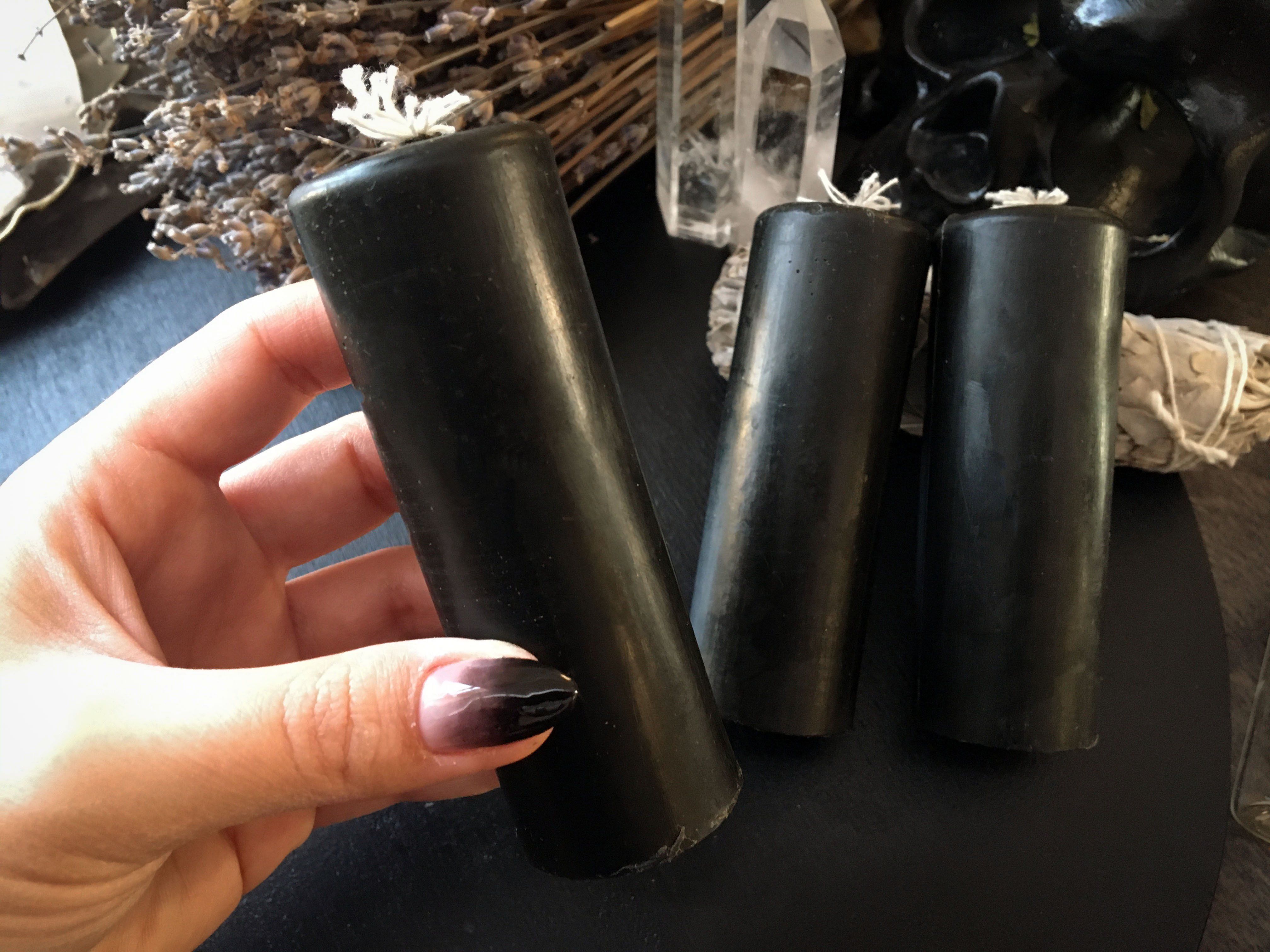 Candle - Black Cylinder - Beeswax Candle