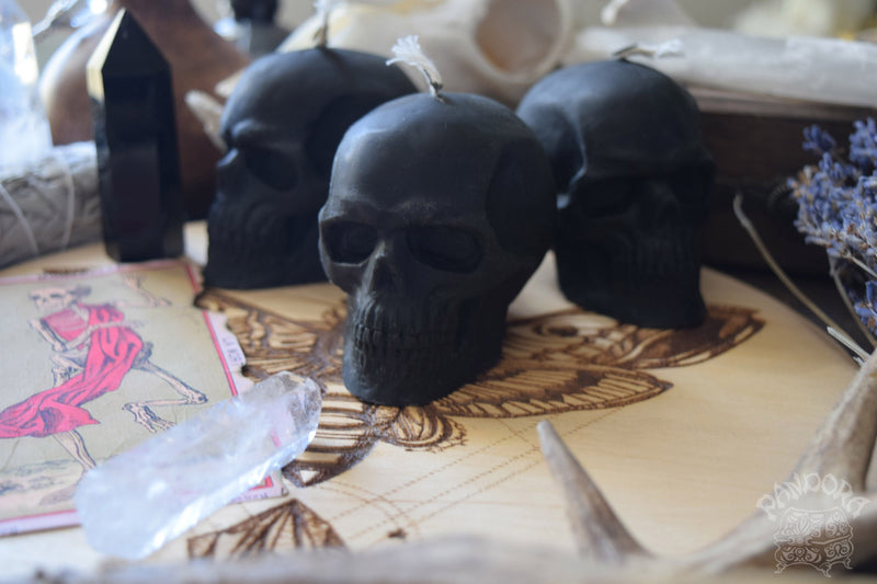 Candle - Black Skull - Beeswax Candle
