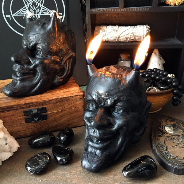 Candle - Devil's Head - Black - Beeswax Candle