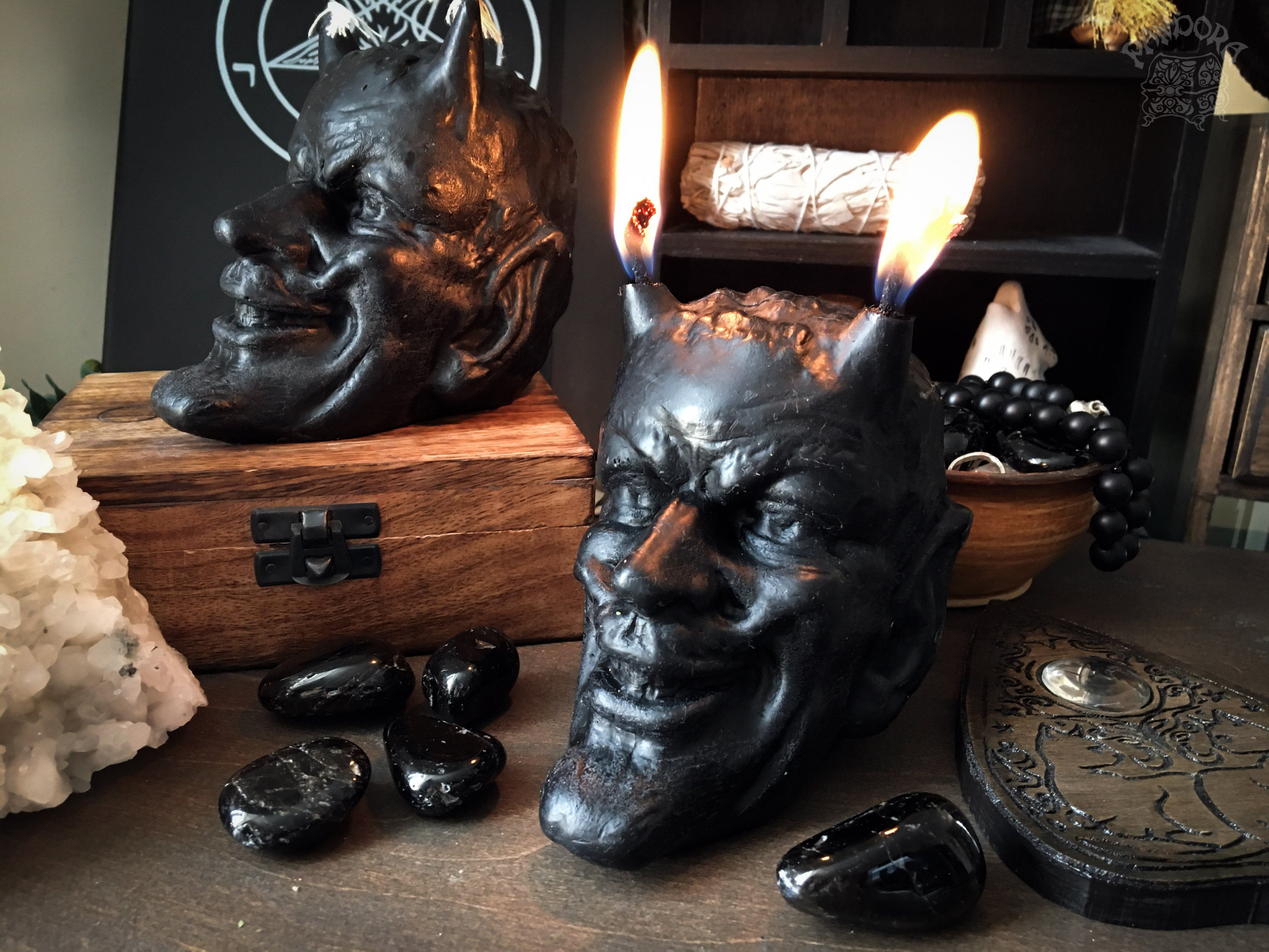 Candle - Devil's Head - Black - Beeswax Candle