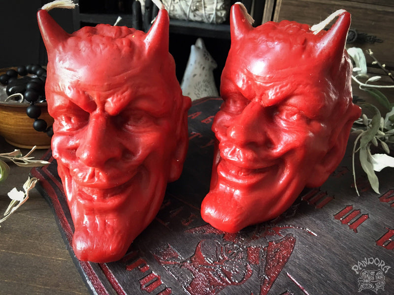 Candle - Devil's Head - Red - Beeswax Candle