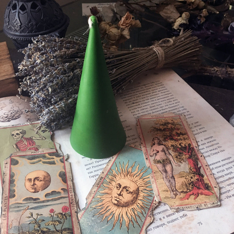 Candle - Green Cone - Beeswax Candle