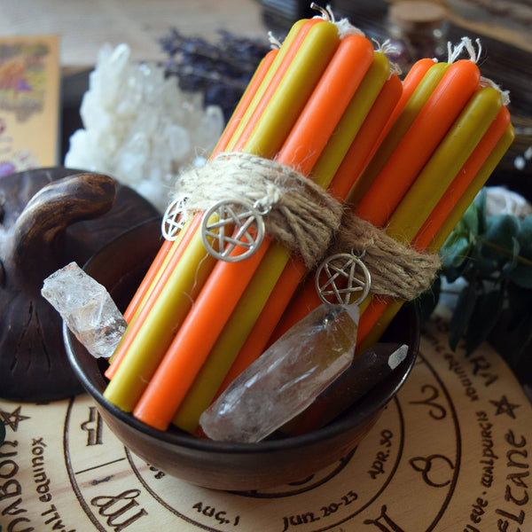 Candle - Litha - Wheel Of The Year - Set Of Beeswax Candles