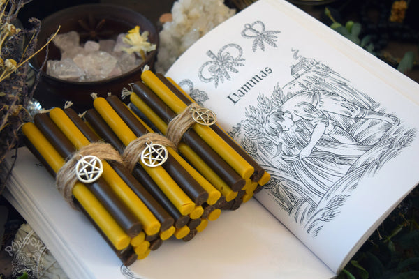 Candle - Lughnasadh, Lammas - Wheel Of The Year - Set Of Beeswax Candles