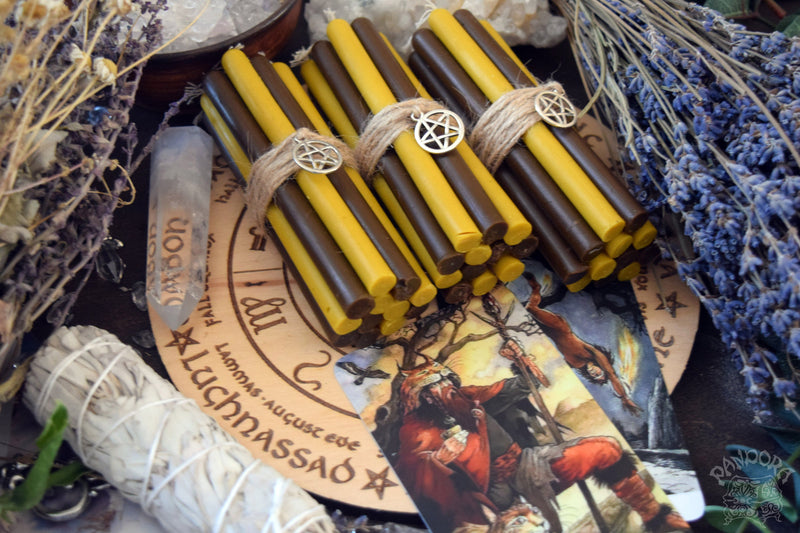 Candle - Lughnasadh, Lammas - Wheel Of The Year - Set Of Beeswax Candles