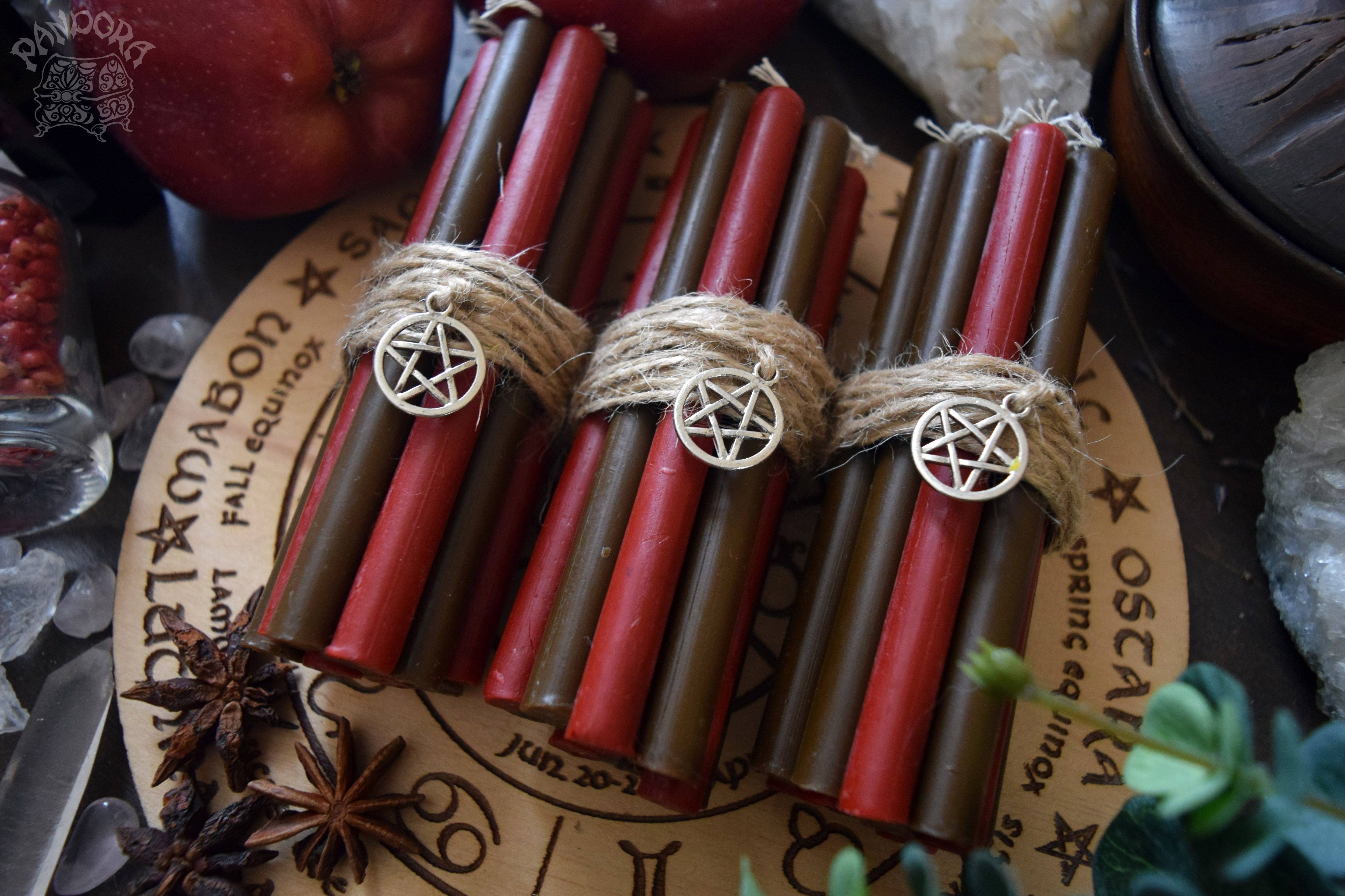 Candle - Mabon - Wheel Of The Year - Set Of Beeswax Candles