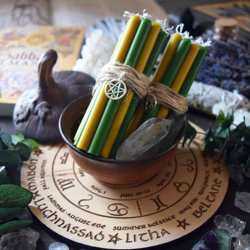 Candle - Ostara - Wheel Of The Year - Set Of Beeswax Candles