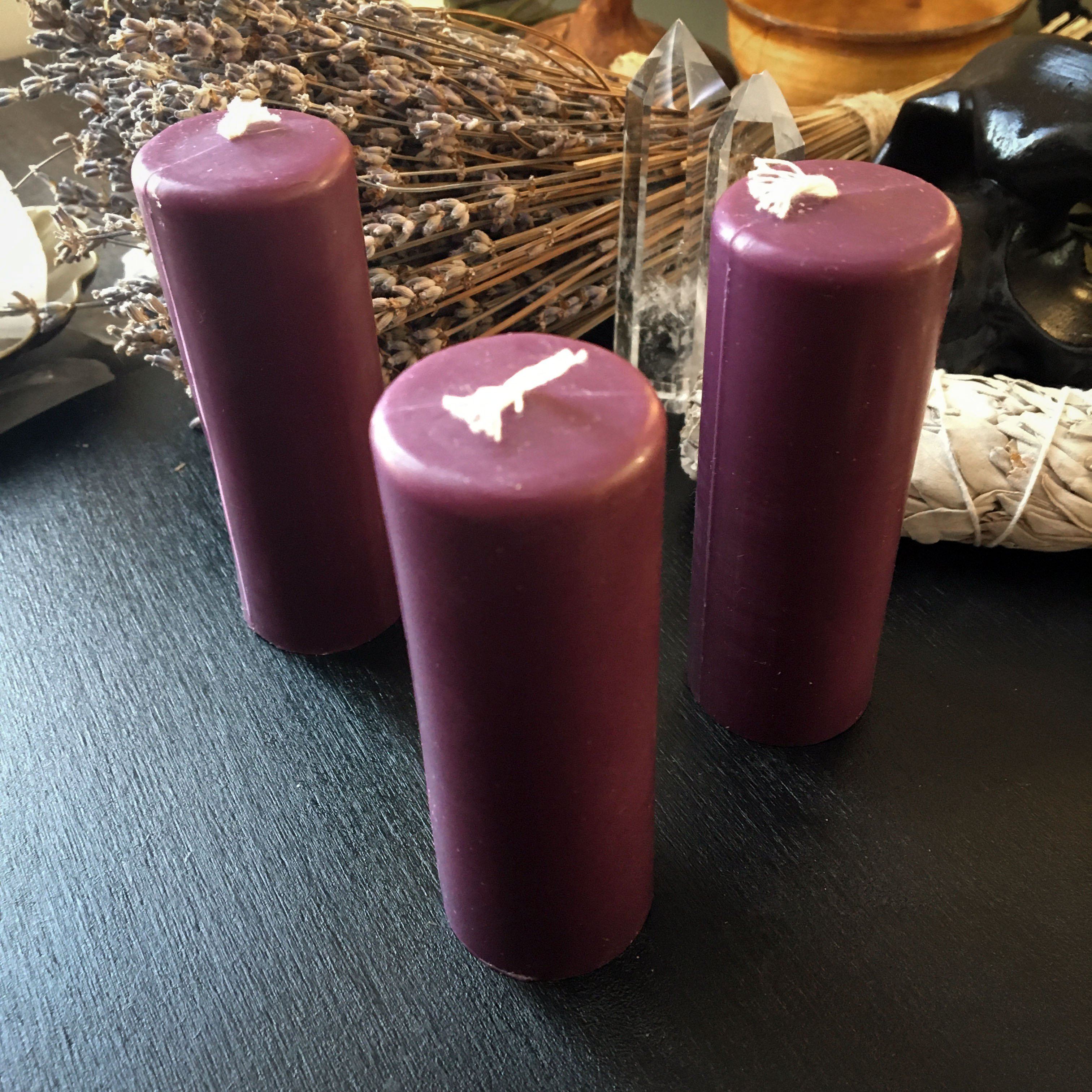 Candle - Purple Cylinder - Beeswax Candle