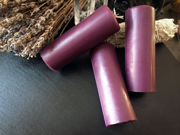 Candle - Purple Cylinder - Beeswax Candle