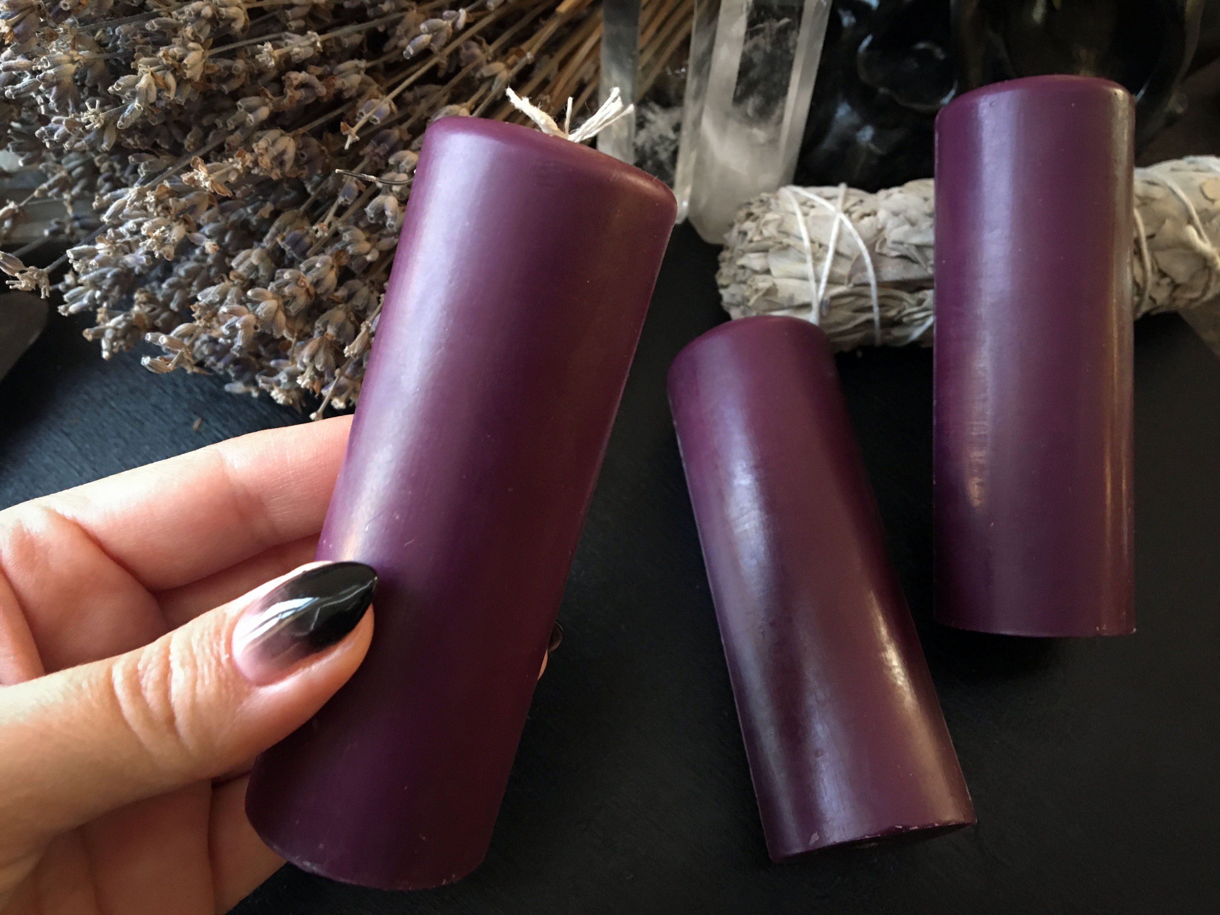 Candle - Purple Cylinder - Beeswax Candle