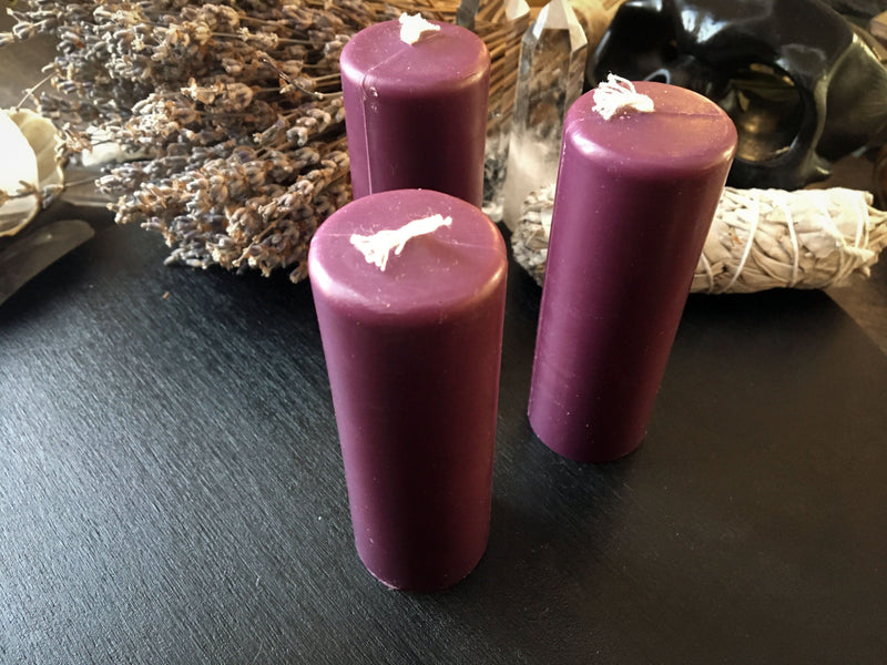 Candle - Purple Cylinder - Beeswax Candle