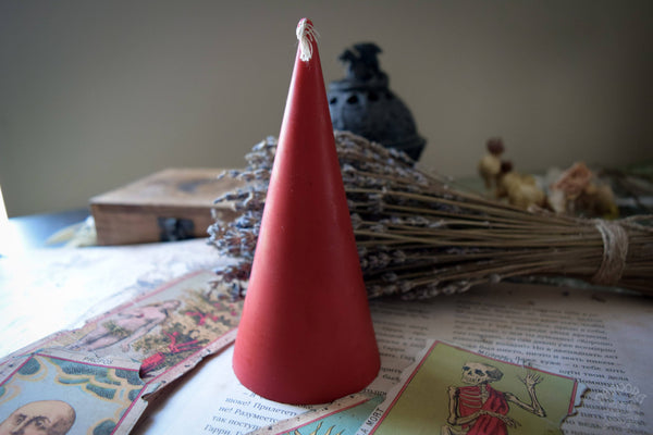 Candle - Red Cone - Beeswax Candle